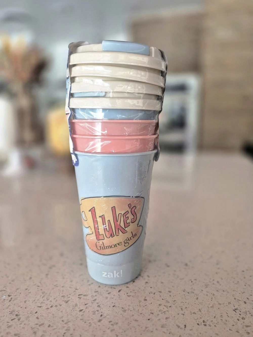 Zak! Gilmore Girls 4-Pack Tumblers! 4-Pack Tumblers Blue & Pink NWT
